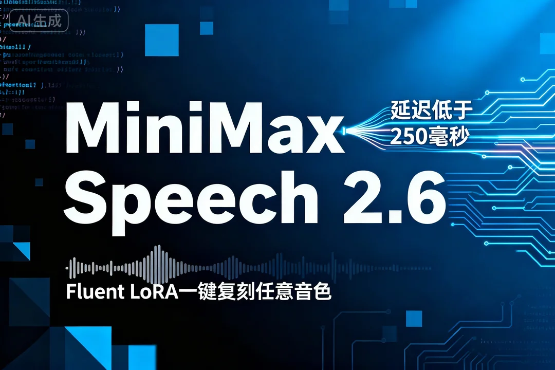 MiniMax Speech 2.6发布:延迟低于250毫秒,Fluent LoRA一键复刻任意音色