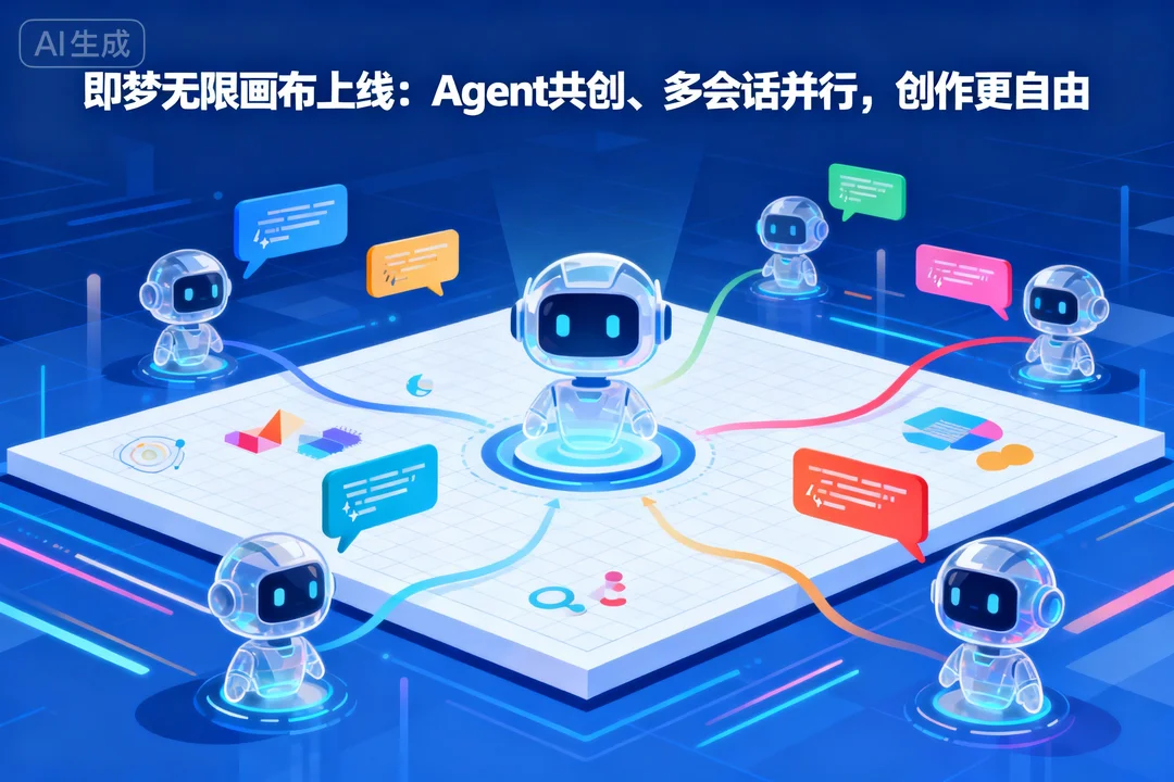 即梦无限画布上线：Agent共创、多会话并行，创作更自由